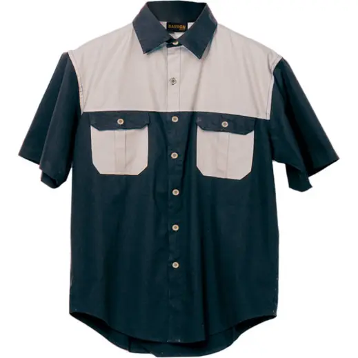 Navy Stone Two Tone Bush Shirt